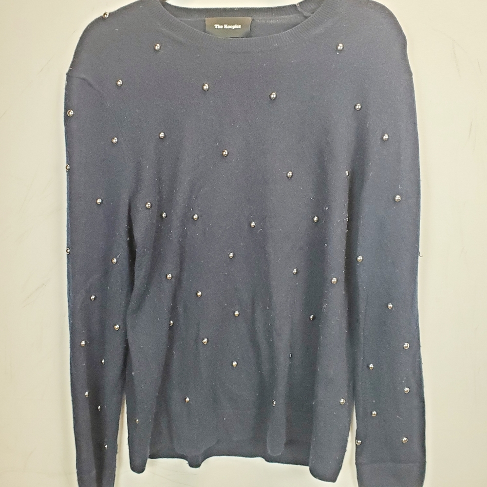 The Kooples Blue Wool Cashmere Sweater with Studs